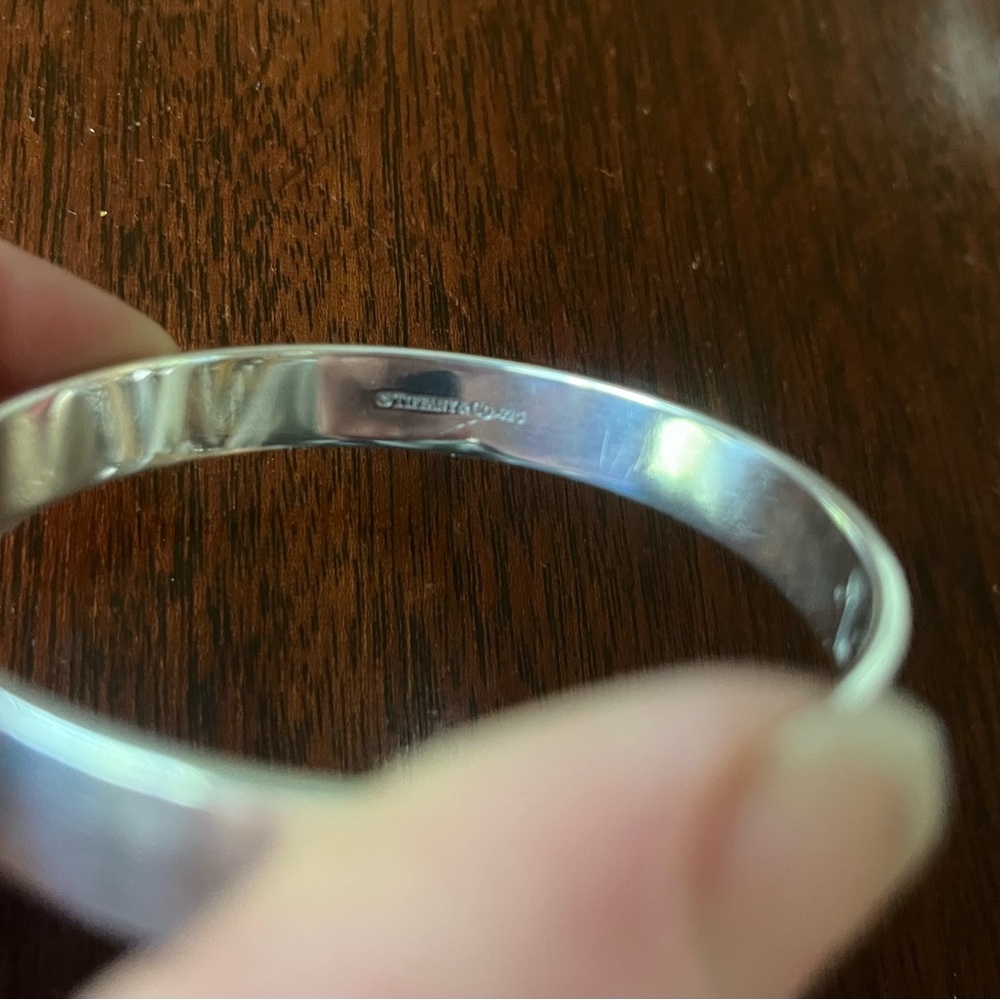 Tiffany & Co. Diamond Locks Keyhole Bangle Sterling Silver 0.02 CTW - Picture 4 of 8